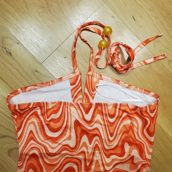 NWOT Retro Print Backless Halter BodyCon Dress Size 6 (Med) Y2K R… - Picture 9 of 11